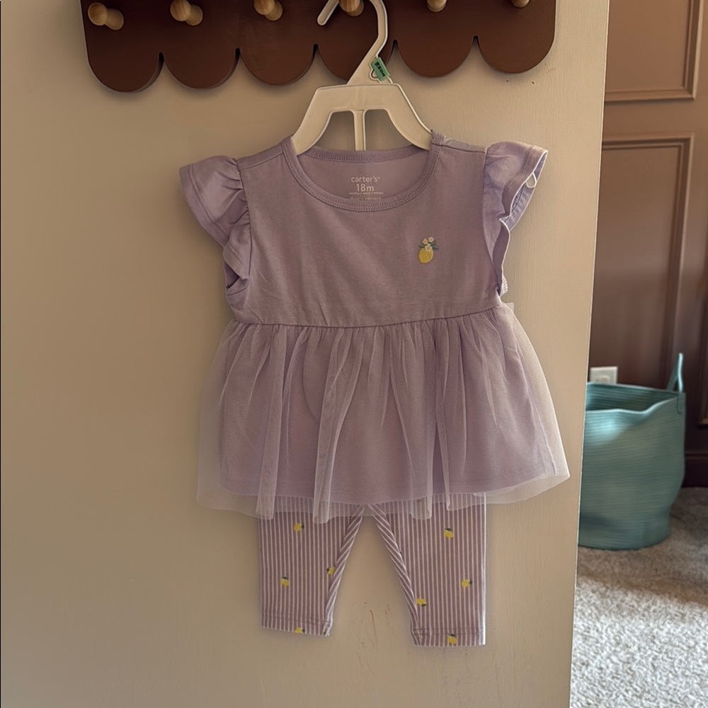 NWT Carter's Purple Baby Set with Embroidered Lemon